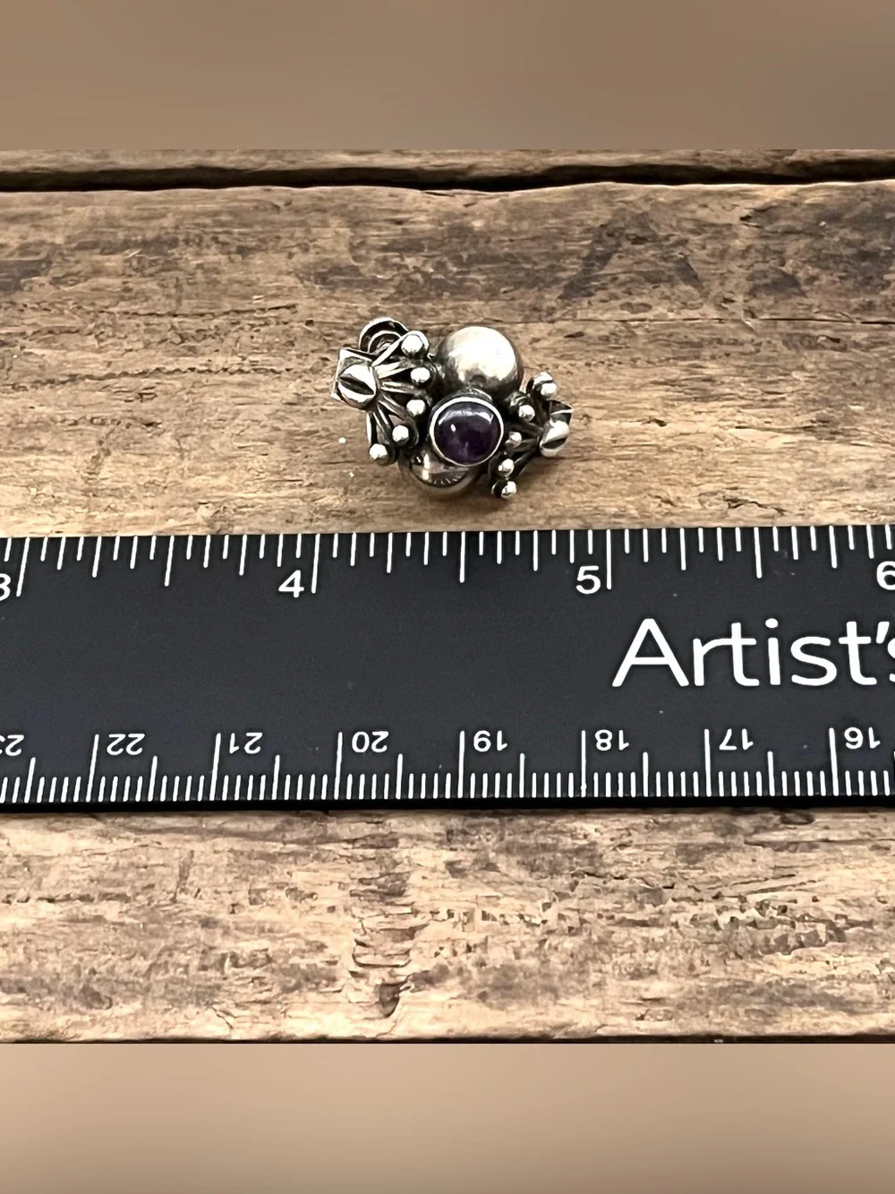 Vintage Mexican 8g Sterling Silver Amethyst Screw Back Earrings 1 inch